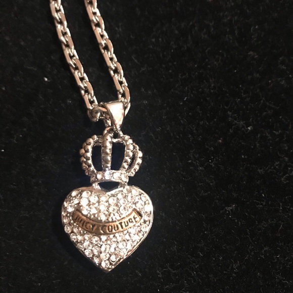 Juicy Couture silver rhinestone heart necklace